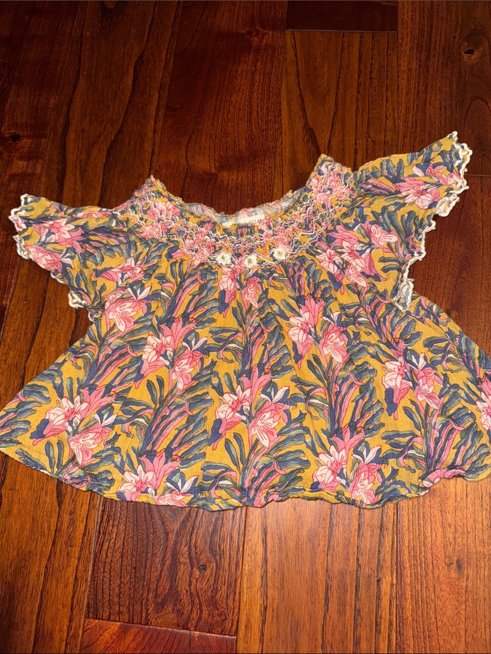 Louise Misha Honey Flower Mustard Yellow Blouse 100% Cotton Tuckernuck Brand 3Y